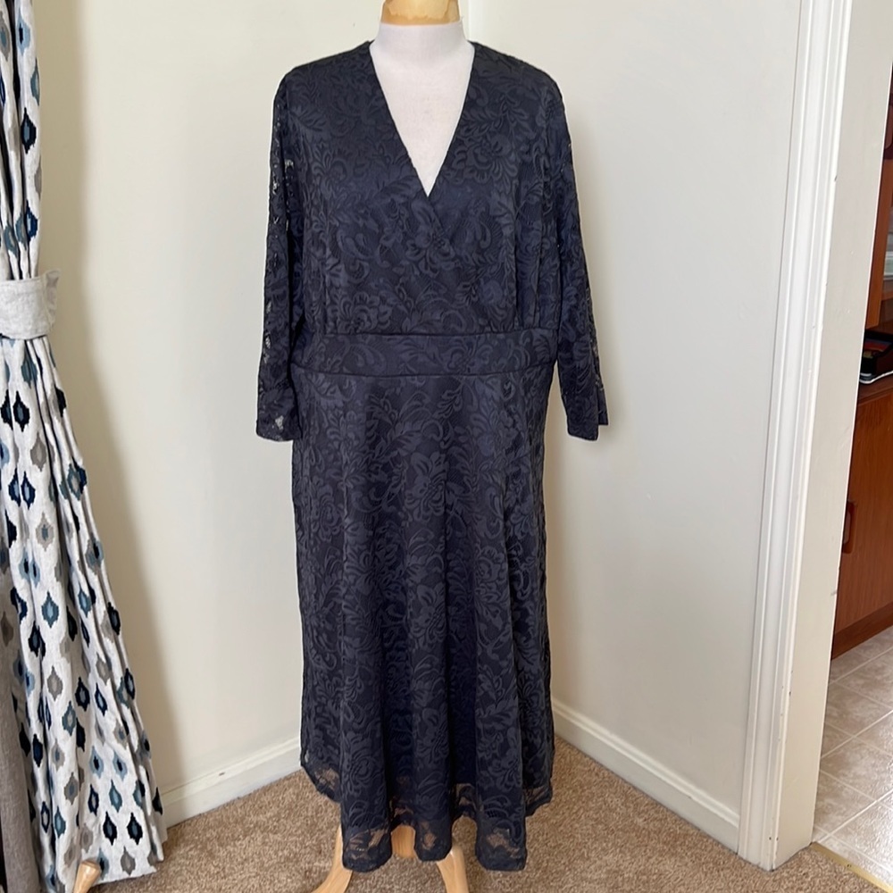 New! Grapent SZ 28W grey lace overlay dress.